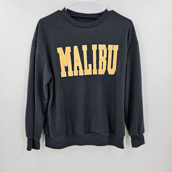 Shein Malibu sweater crew neck sweatshirt xs small oversized gray dark - Picture 1 of 3
